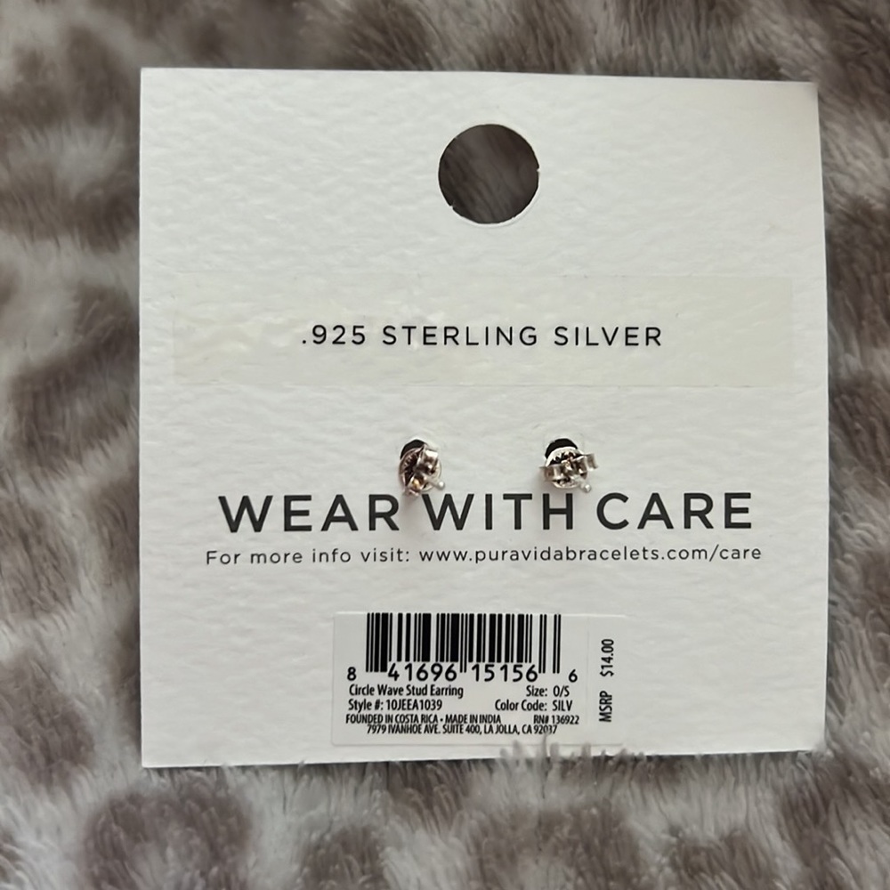 Pura vida circle wave stud earrings - Picture 2 of 2